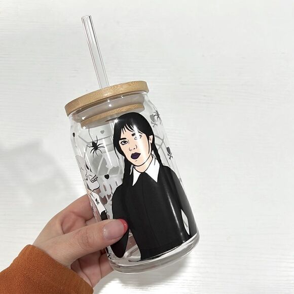 Wednesday Addams family beer can glass NWT - Picture 5 of 5